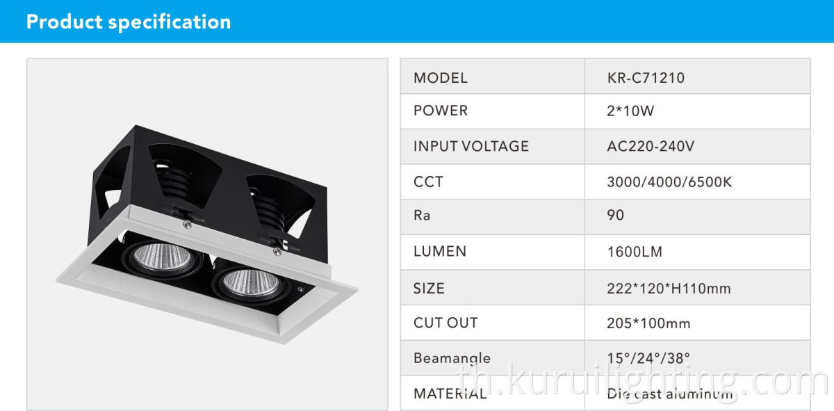 10W Aluminum Led Grille Light